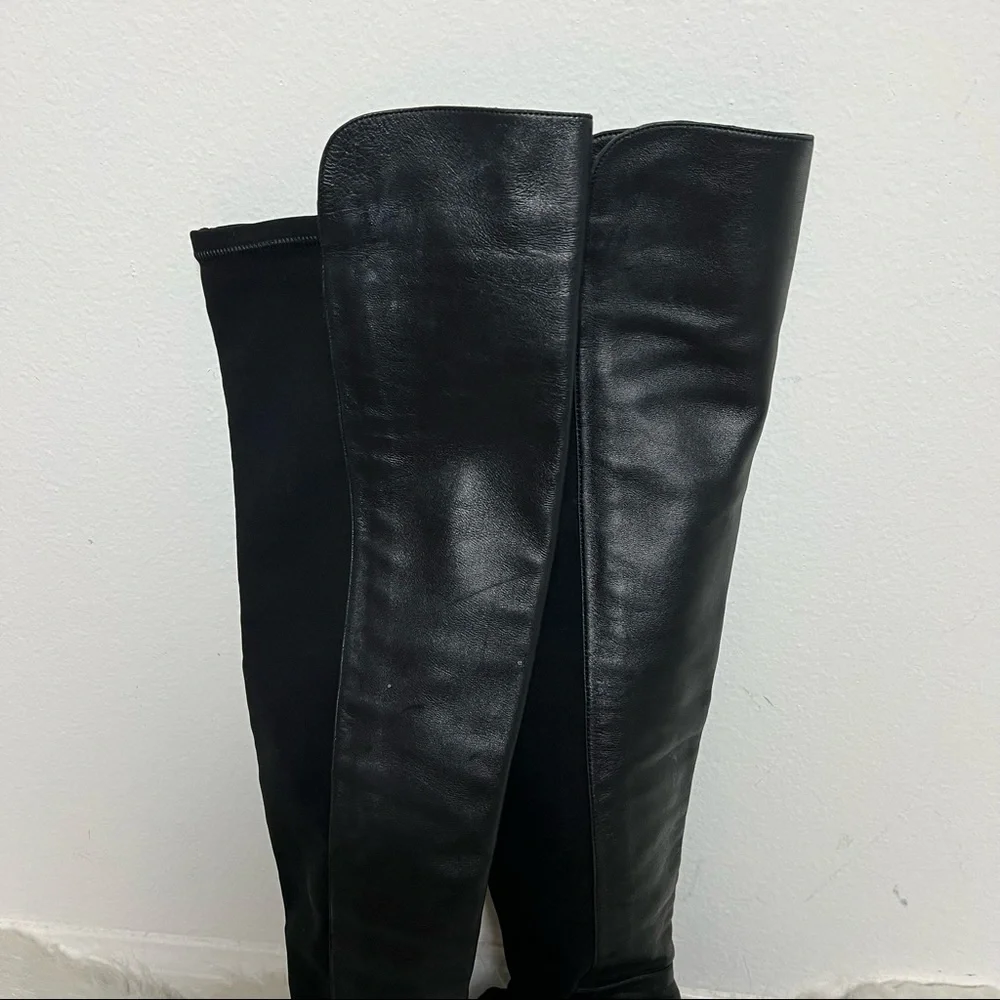 Stuart Weitzman 50 50 Over the Knee Leather Pull On Boots